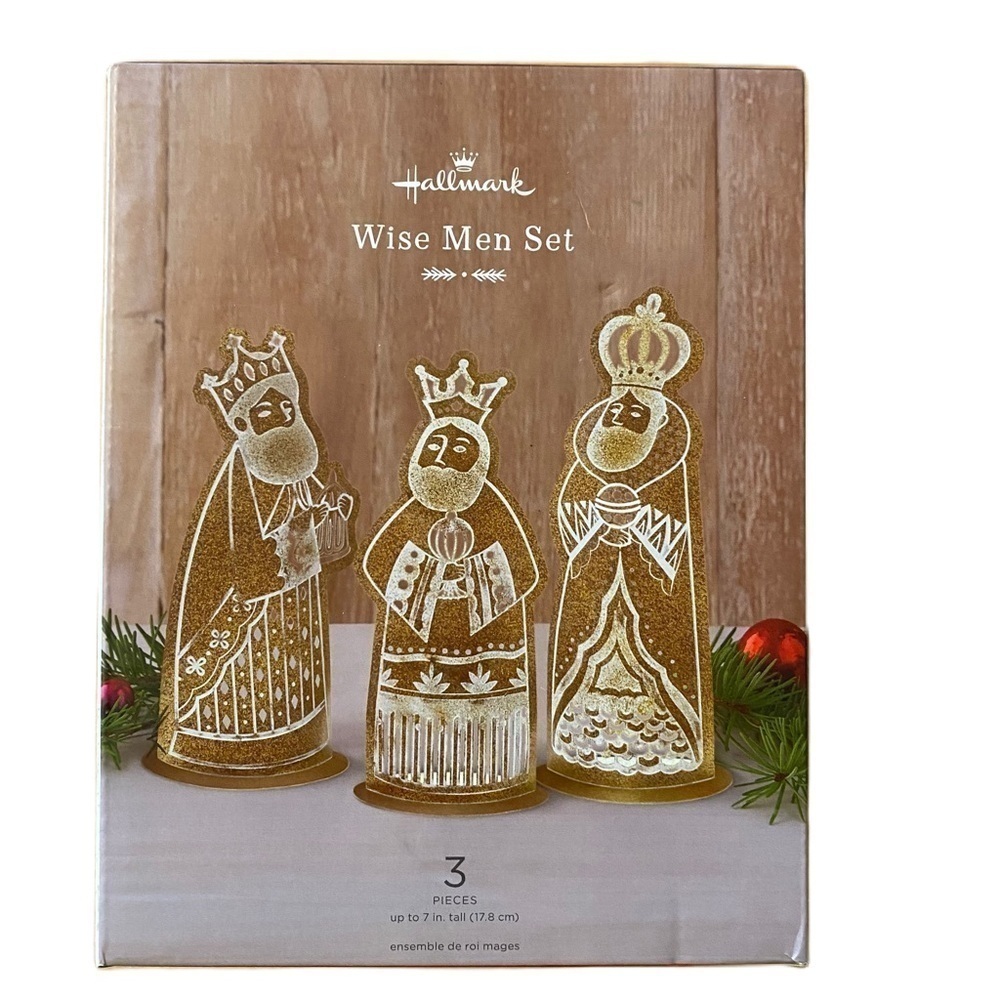 Hallmark Wise Men Pierced Metal Tabletop Christmas Decor NEW Golden Dinner Table